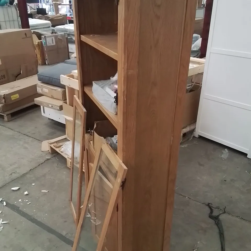 LARGE PINE DISPLAY CABINET (DOORS NEED TO BE FIXED)