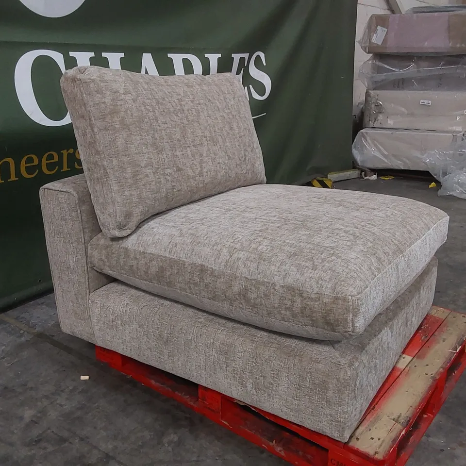 QUALITY DESIGNER FABRIC UPHOLSTERED ARMLESS CHAIR