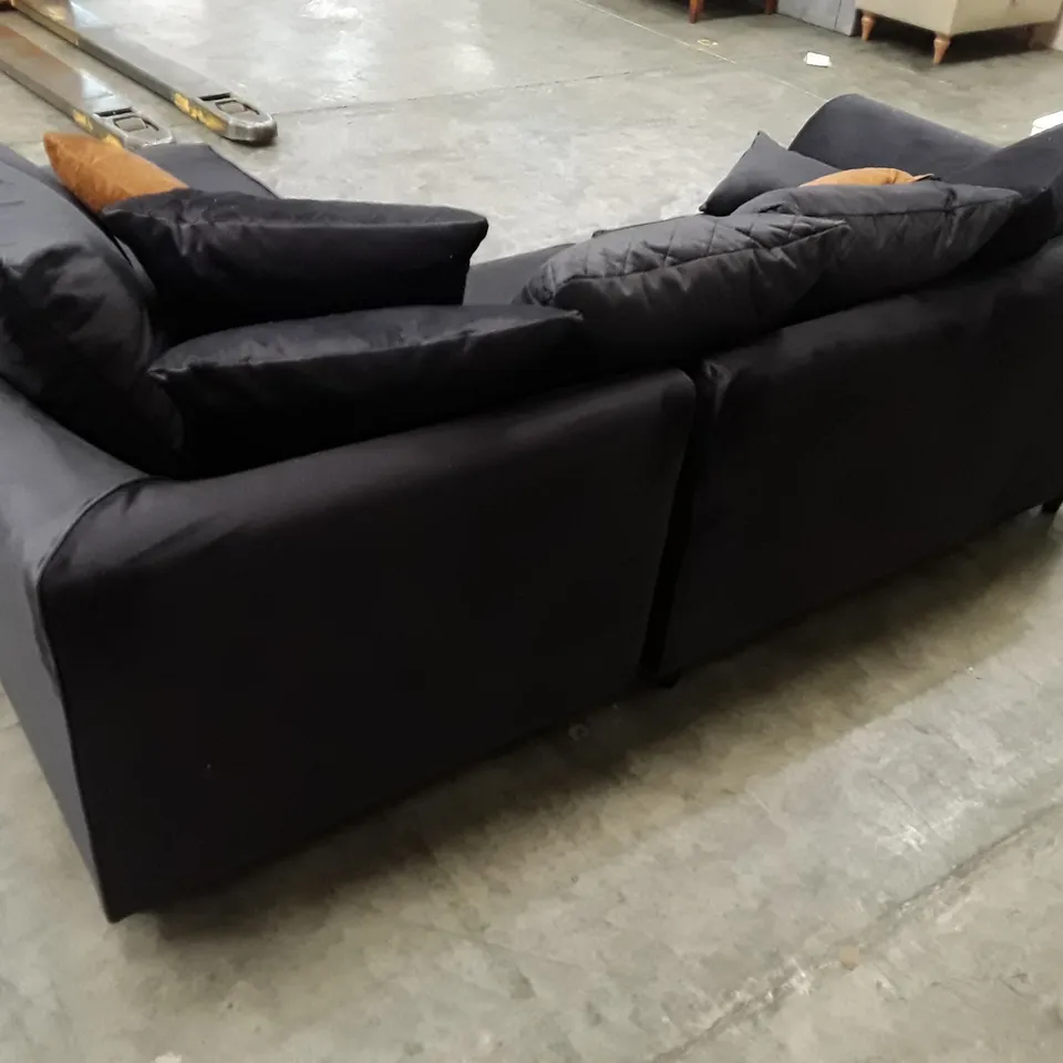 QUALITY DESIGNER CHICAGO VELVET CORNER SOFA CHAISE - DARK GREY VELVET