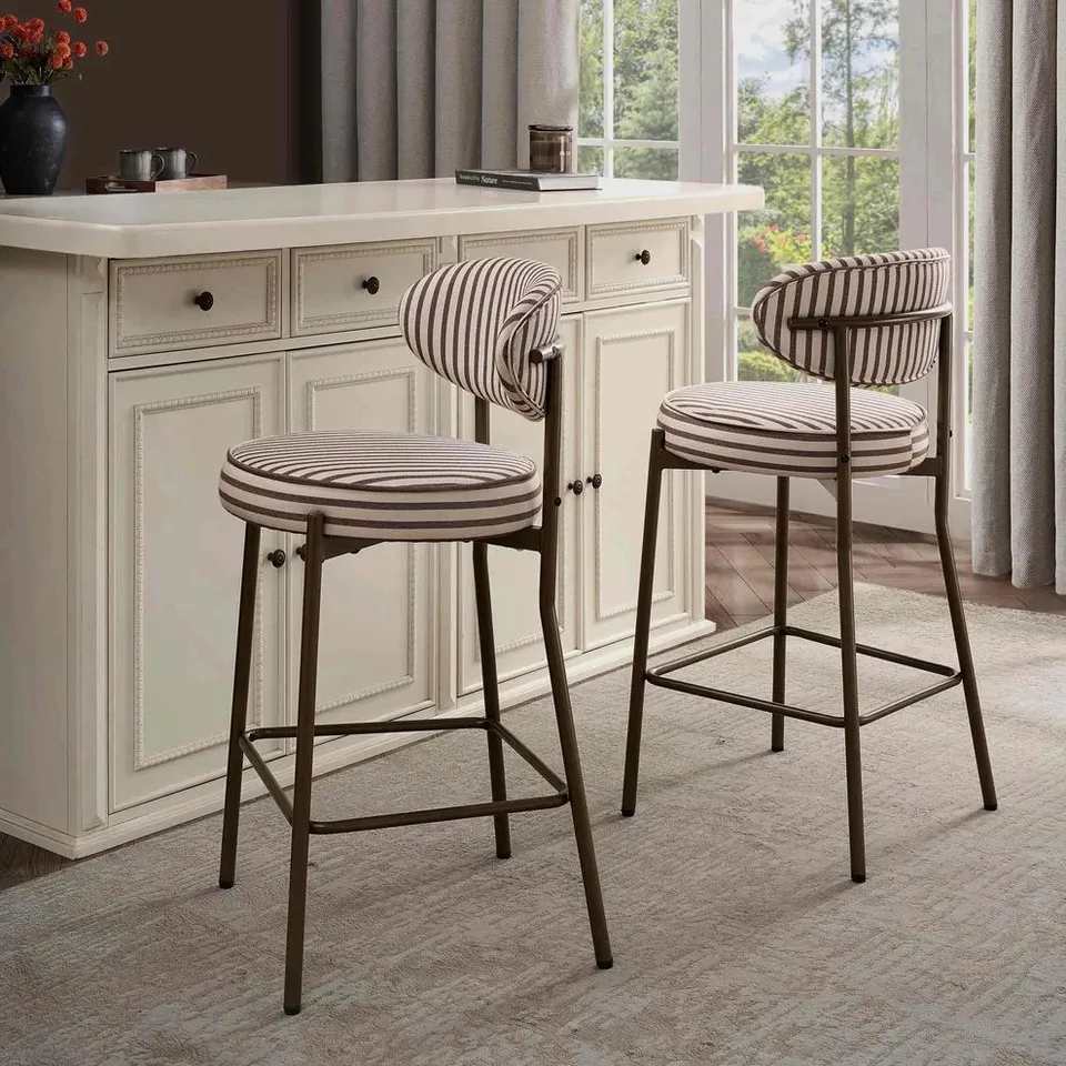 BOXED DUSK MIA SET OF 2 BARSTOOLS - CHOCOLATE STRIPE (1 BOX)