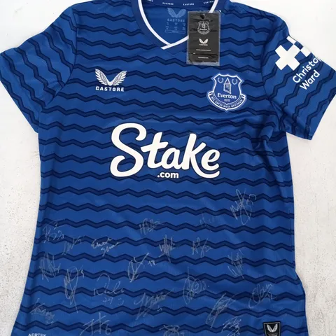 CASTORE EVERTON FC SIGNED HOME JERSEY SIZE UK 10