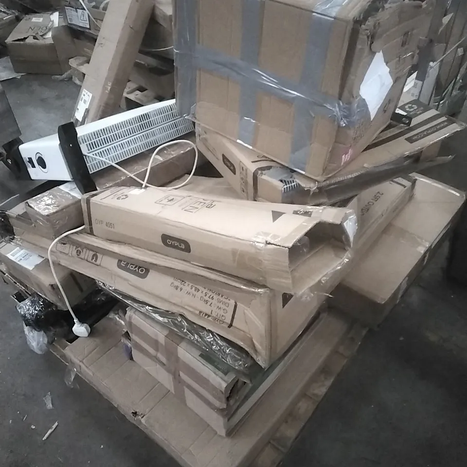 PALLET OF VARIOUS OYPLA PRODUCTS WHICH INCLUDE, TABLE, HEATER ETC