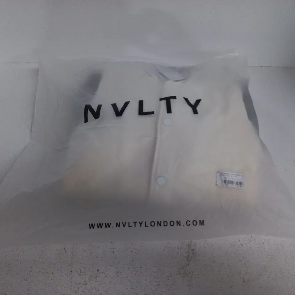NVLTY LONDON HEAVYWEIGHT TEXTURED BOMBER JACKET – IVORY – UK XL (X-LARGE)