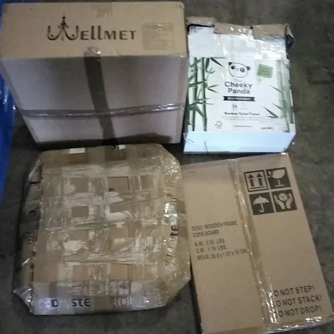2 CAGES OF ASSORTED ITEMS INCLUDING WOODEN FRAME CORK BOARD, DIY CUBE WARDROBE, 10 SLOT SPINNING PRIZE WHEEL 