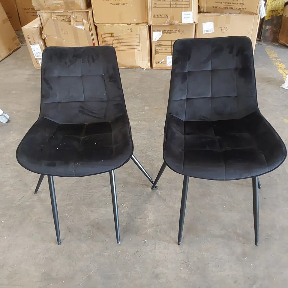 SET OF 2 BLACK VELVET DINING CHAIRS 