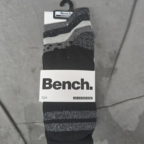 BENCH 5-PACK OF SOCKS IN BLACK/GREY SIZE 4-8