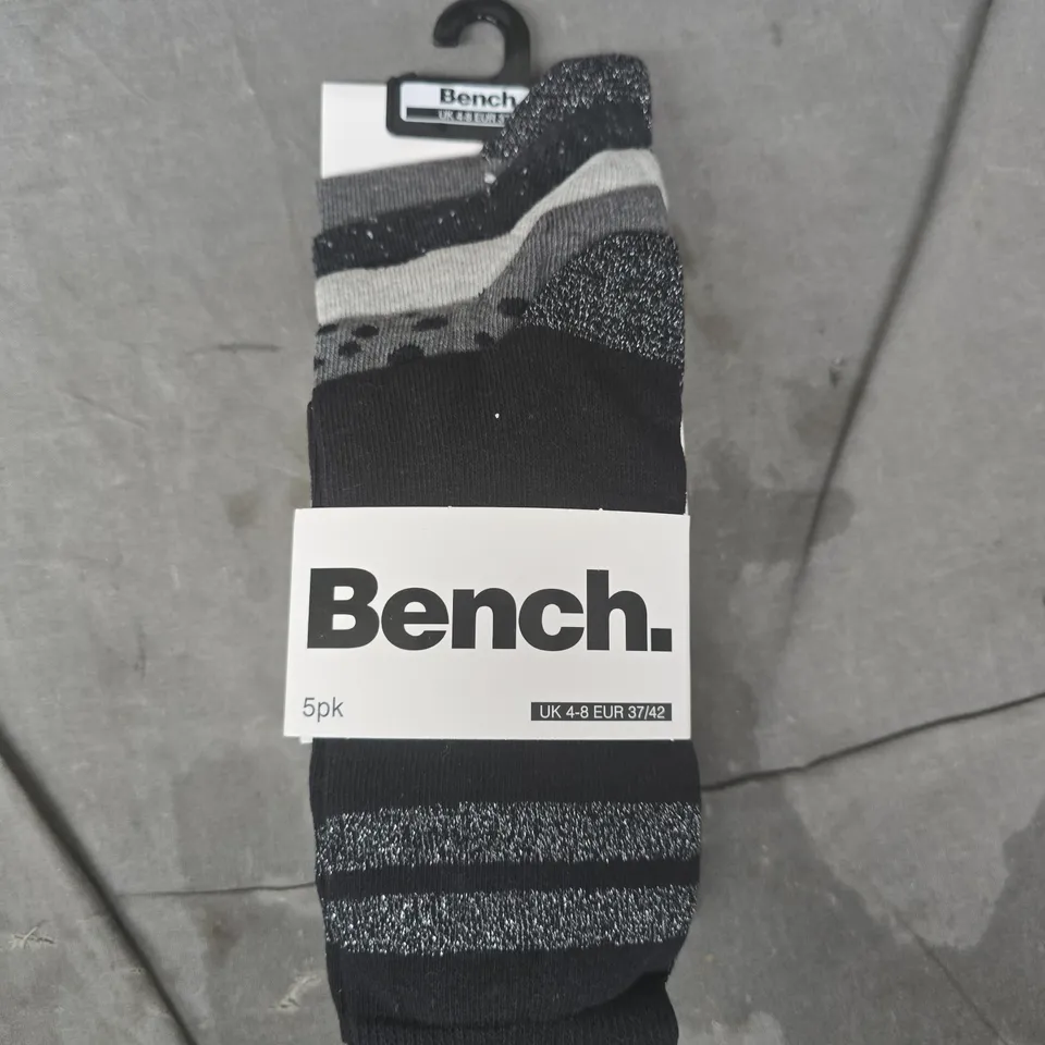 BENCH 5-PACK OF SOCKS IN BLACK/GREY SIZE 4-8