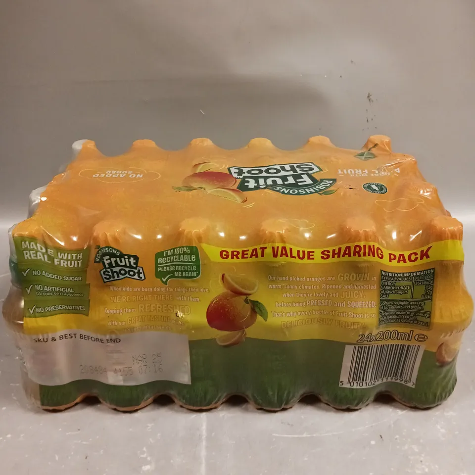 24 X SEALED FRUIT SHOOT JUICE DRINKS - ORANGE - 24 X 200ML - COLLECTION ONLY 