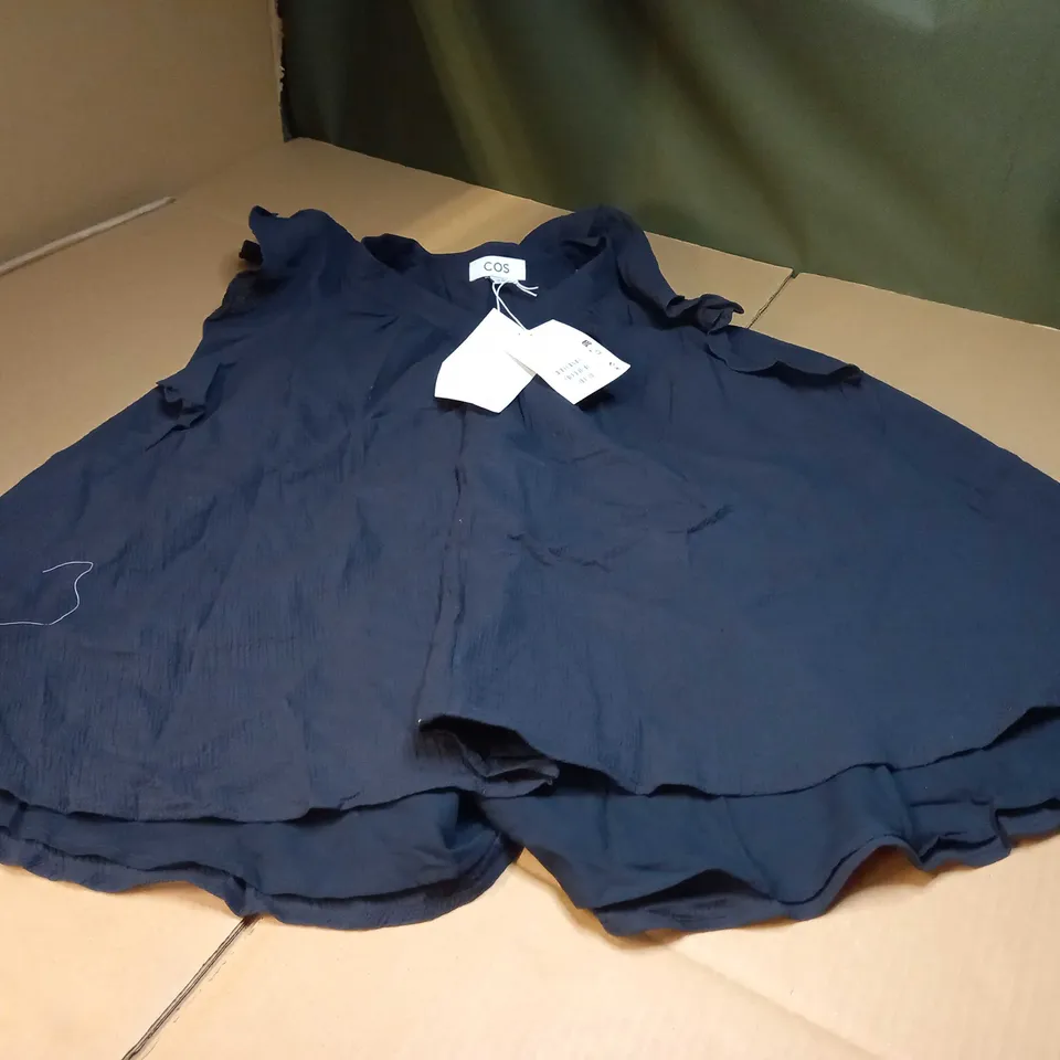 COS NAVY CRINKLED OVERSIZED TOP - SIZE 14