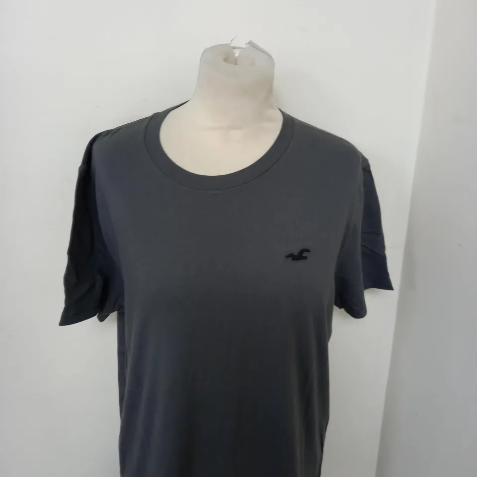 HOLLISTER CASUAL LOGO T-SHIRT IN GREY SIZE M