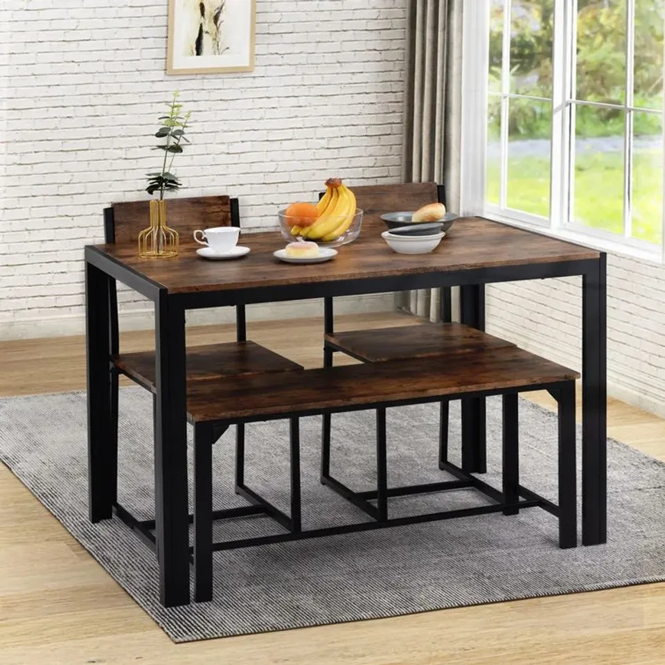 BOXED BIGGS 4 - PERSON DINING SET - RUSTIC BROWN (2 BOXES)