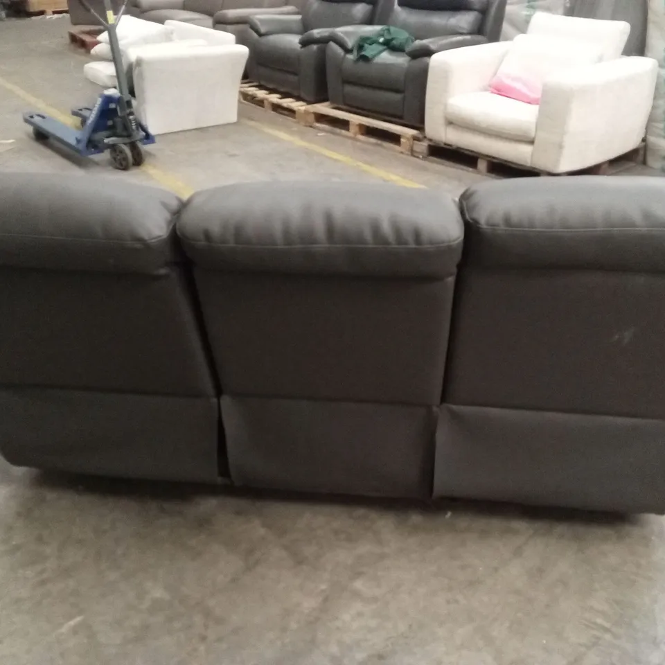 ROTHBURY LUXURY FAUX LEATHER HIGH BACK  3 SEATER MANUAL RECLINER SOFA - CHARCOAL RRP £729