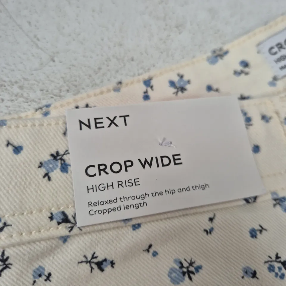 NEXT CROP WIDE HIGH RISE TROUSERS – UK 12R, WOMEN'S FLORAL PRINT, MADE IN TURKEY