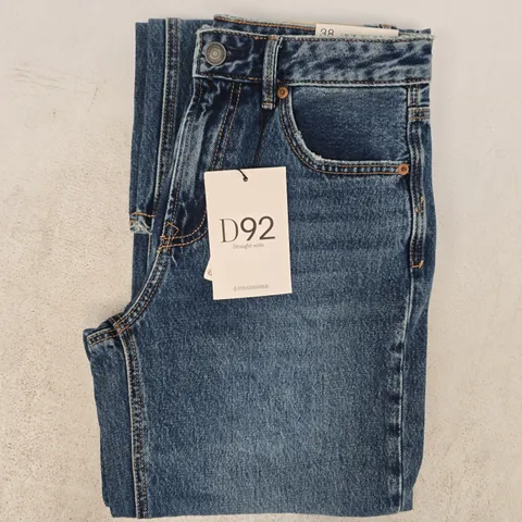 STRADIVARIUS D92 STRAIGHT WIDE JEANS IN BLUE SIZE UK 10