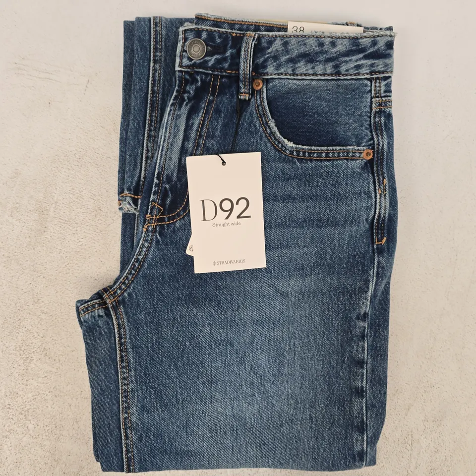 STRADIVARIUS D92 STRAIGHT WIDE JEANS IN BLUE SIZE UK 10