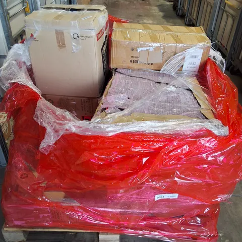 PALLET OF ASSORTED HOUSEHOLD ITEMS TO INCLUDE ADJUSTABLE DUMBELL SET, ROWING MACHINE AND MANUAL TREADMILL 