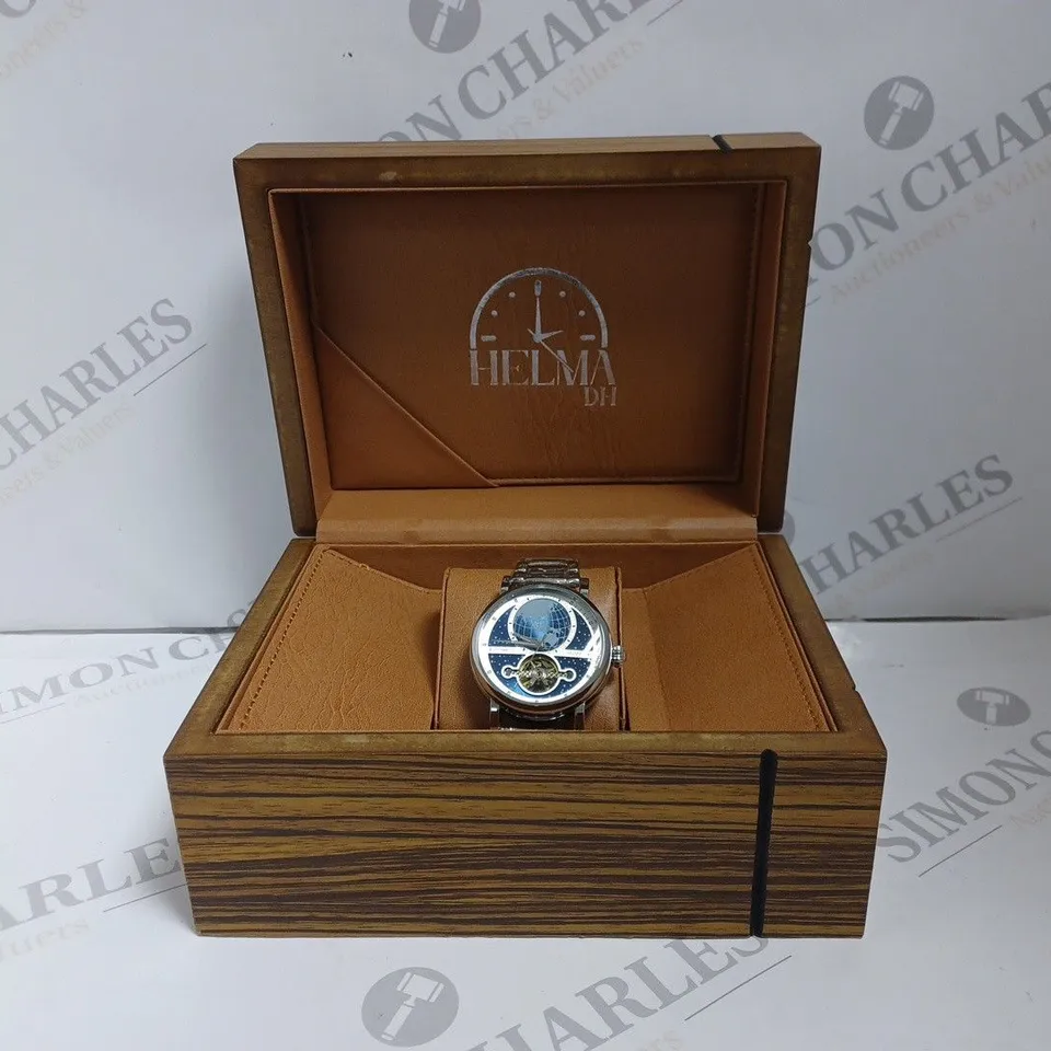 BOXED HELMA DH LUXURY AUTOMATIC WATCH - TOURBILLON MOVEMENT - STAINLESS STEEL - 3ATM MOVEMENT 