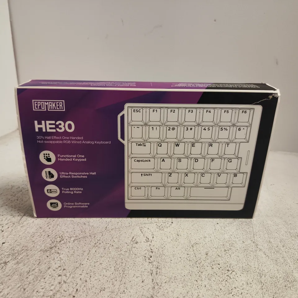 BOXED EPOMAKER HE30 HALL EFFECT ONE HANDED KEYBOARD