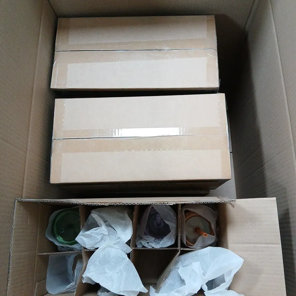 BOX OF 6X8 PLASTIC TUMBLERS IN VARIOUS DESIGNS