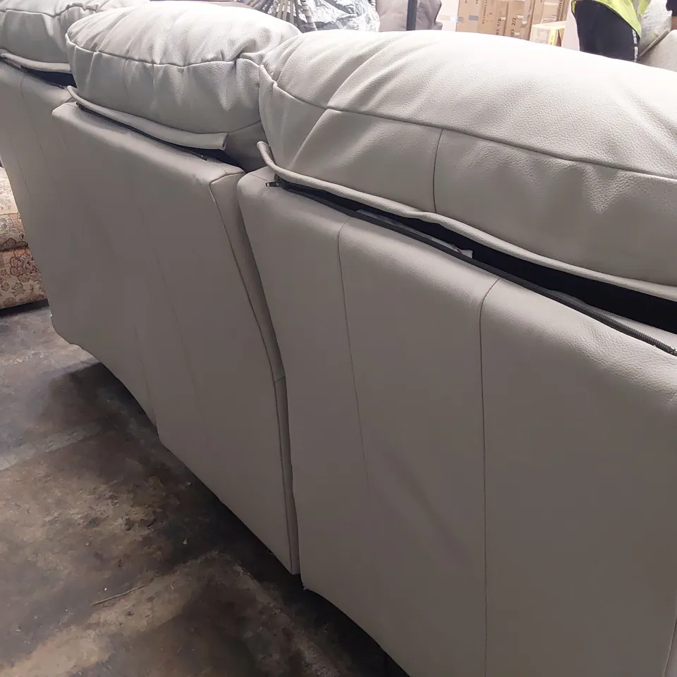 QUALITY BRITISH DESIGNER G PLAN MALVER POWER RECLINING THREE SEATER SOFA OXFORD CHALK FABRIC 