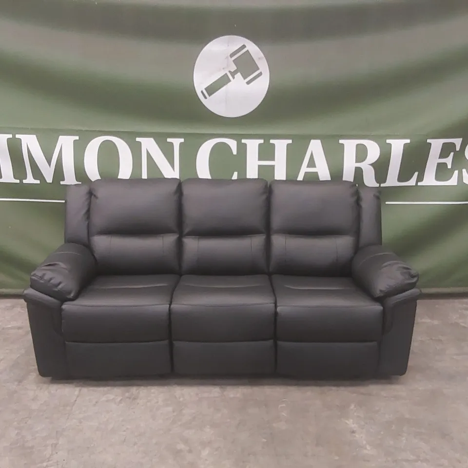 QUALITY DESIGNER ALBION 3 SEATER FAUX LEATHER MANUAL RECLINER SOFA