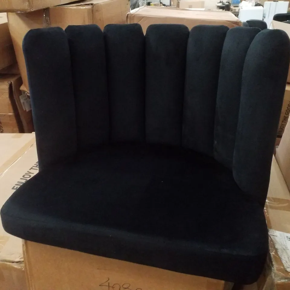 BOXED PAIR OF BLACK FABRIC DINING CHAIRS 