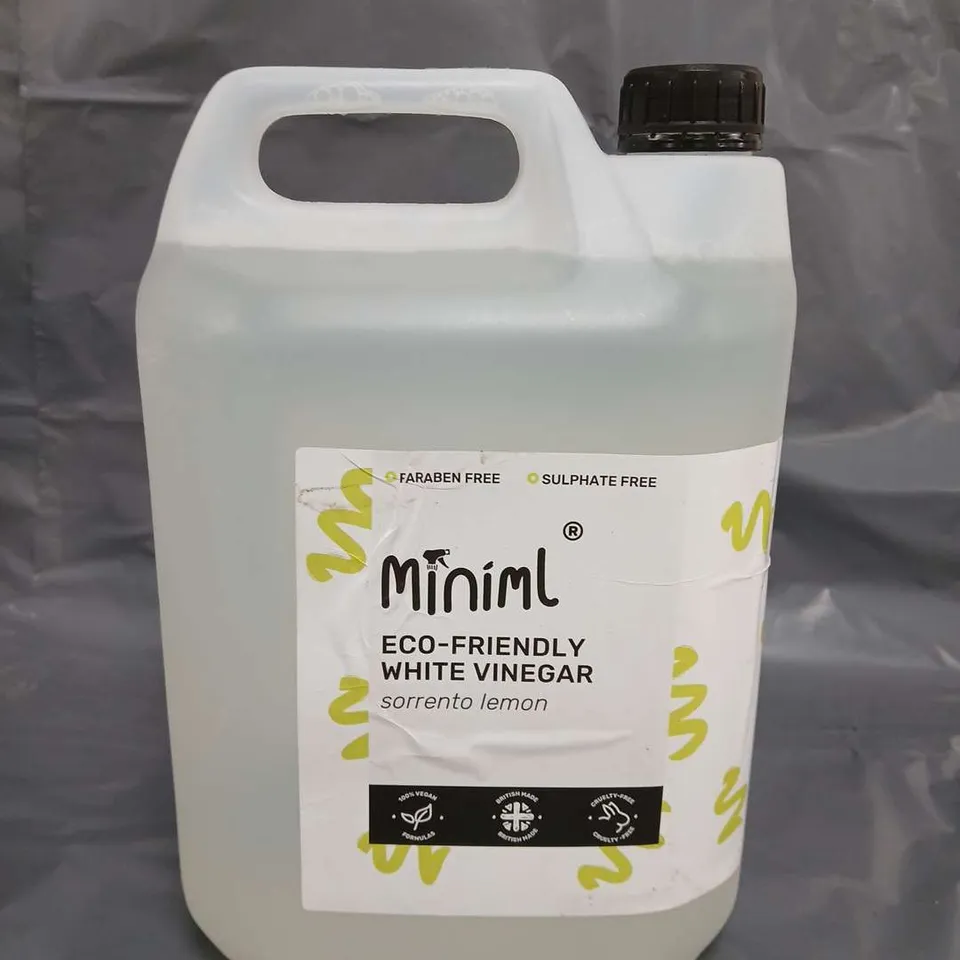 LOT OF 4 OF MINIML ECO FRIENDLY WHITE VINEGAR SORRENTO LEMON 5L - COLLECTION ONLY