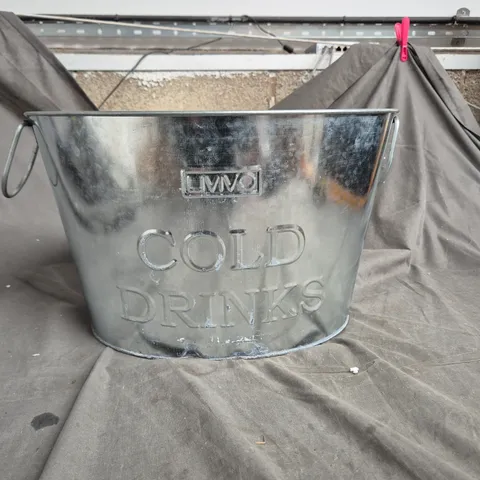 GALVANISED METAL BEVERAGE/ICE BUCKET WITH EMBOSSED 'COLD DRINKS'