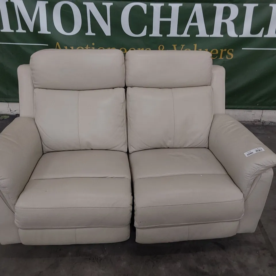 DESIGNER SIENNA POWER RECLINING TWO SEATER SOFA BONE CHINA LEATHER 