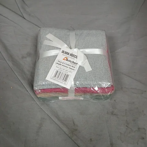 OLIVIA ROCCO KITCHEN TOWELS – PACK OF 5 COTTON RICH WAFFLE TOWELS