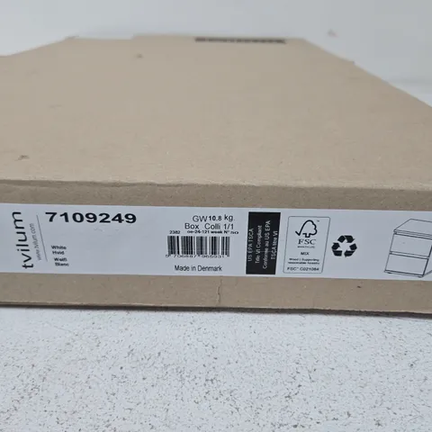 BOXED TVILUM NOVA MATT WHITE 2 DRAWER BEDSIDE TABLE