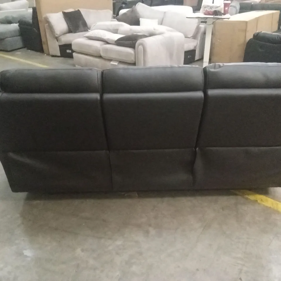 ALBION LUXURY FAUX LEATHER 3 SEATER HIGH BACK MANUAL RECLINER SOFA - CHOCOLATE RRP £749