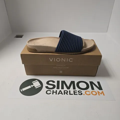 BOXED PAIR OF VIONIC EVIE KNIT SANDALS IN DARK DENIM - UK 9