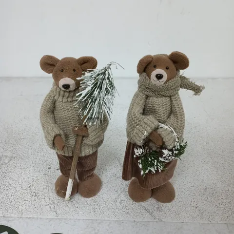 SET 2 BEARS IN JUMPERS CHRISTMAS DECORATIONS