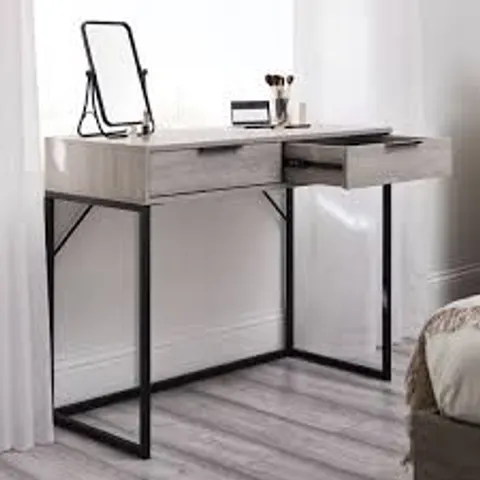 BOXED JULIAN BOWEN BALI 2 DRAWER GREY OAK DRESSING TABLE (1 BOX)