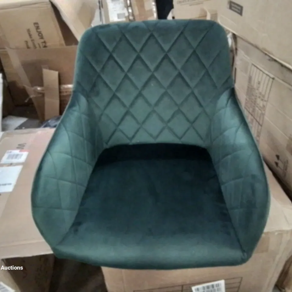 BOXED MOREE GREEN FABRIC UPHOLSTERED DINING CHAIRS 