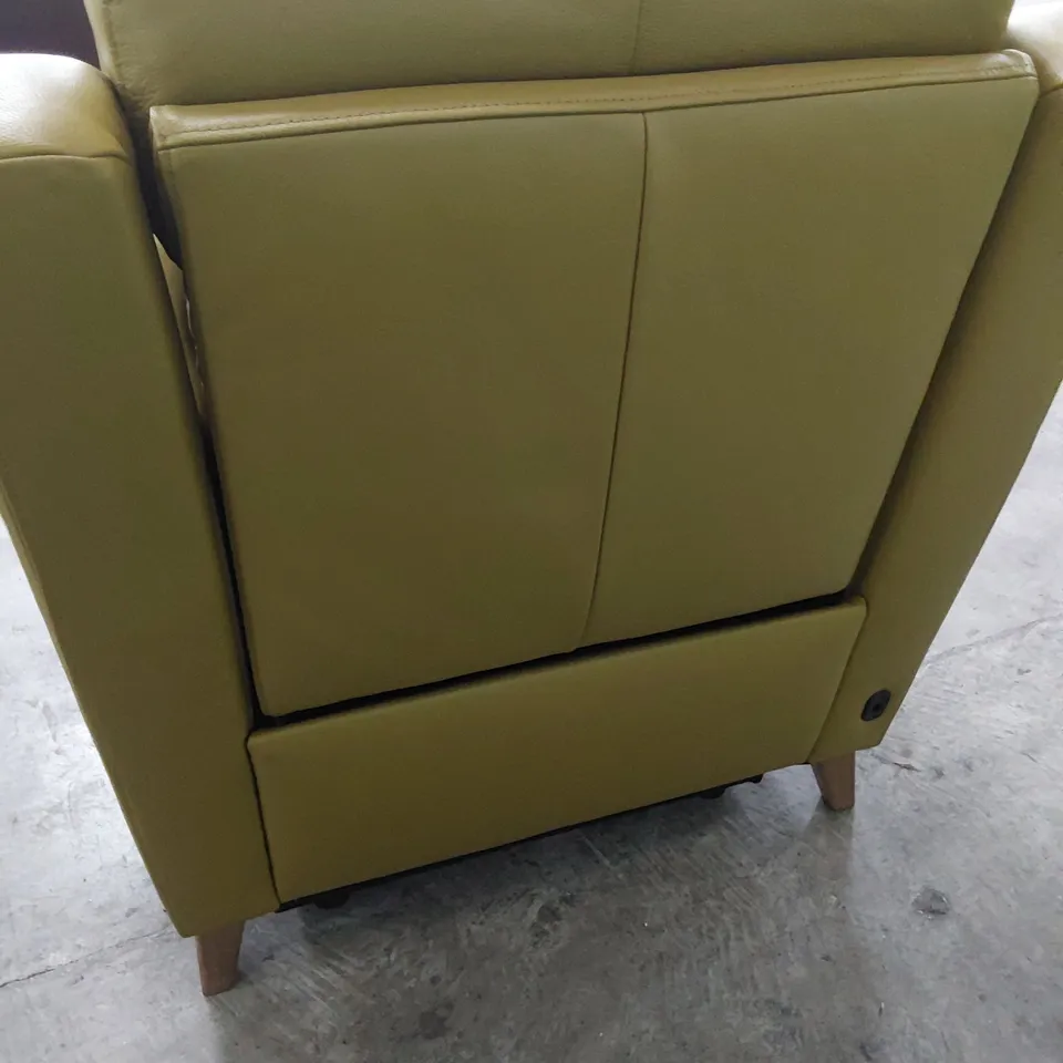 DESIGNER POWER RECLINING EASY CHAIR SAND LEATHER 