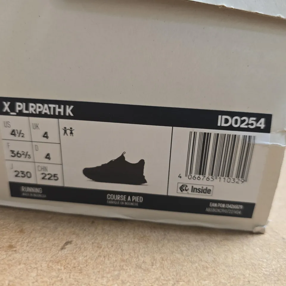 BOXED PAR OF ADIDAS X_PLR PATH K KIDS' RUNNING SHOES – BLACK, UK4 (US 4.5)