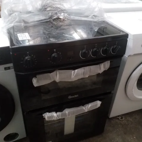 SWAN SX16730B 60CM ELECTRIC DOUBLE OVEN CERAMIC HOB COOKER - BLACK