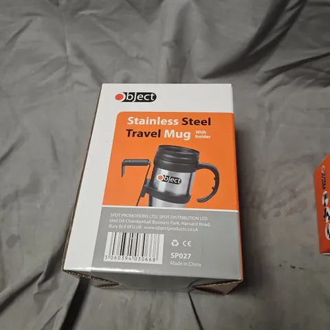  BOX OF ASSORTED ITEMS INCLUDING CAR ACCESSORIES STAINLESS STEEL TRAVEL MUG & IN-CAR MAGNETIC MOUNT 