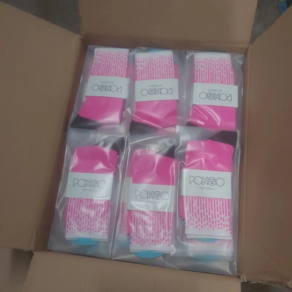 BOX TO CONTAIN APPROX 100 BRAND NEW PAIRS OF PONGO LONDON CYCLING SOCKS - PINK // SIZE: L-XL // 1 PAIR PER PACK