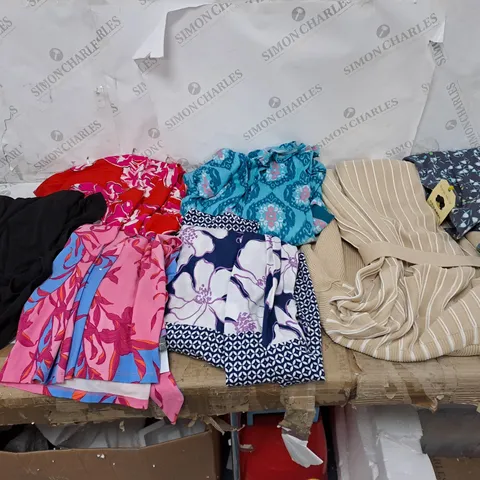 ASSORTED BOX OF CLOTHES IN VARIOUS COLOURS, SIZES, AND STYLES