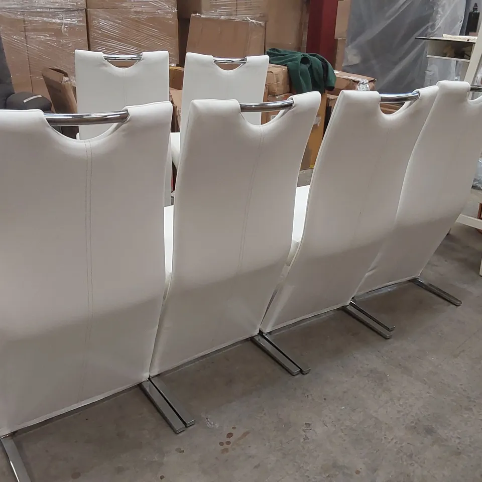 SET OF 6 DESIGNER FAUX LEATHER DINING CHAIRS