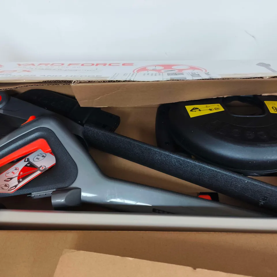 BOXED YARD FORCE IFLEX CORDLESS MOWER & GRASS AND HEDGE TRIMMER 