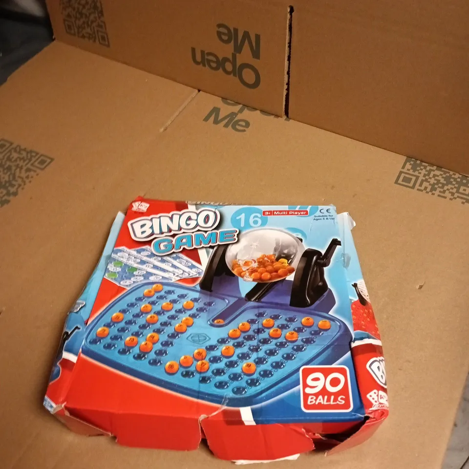 BOX OF APPROXIMATELY 15 ASSORTED TOYS INCLUDING BINGO GAME , FABRIC TARGET GAME AND POUND & BALL 