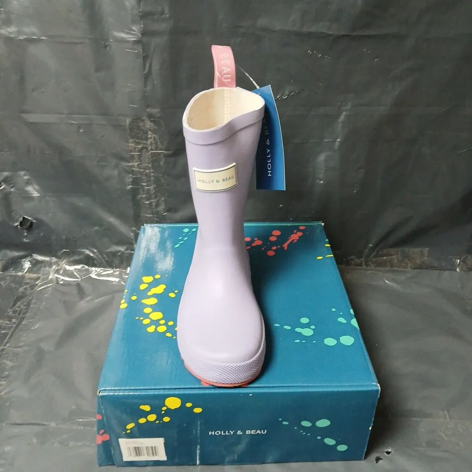 BOXED HOLLY & BEAU RUBBER MAUVE RAINBOOTS - KIDS UK 11