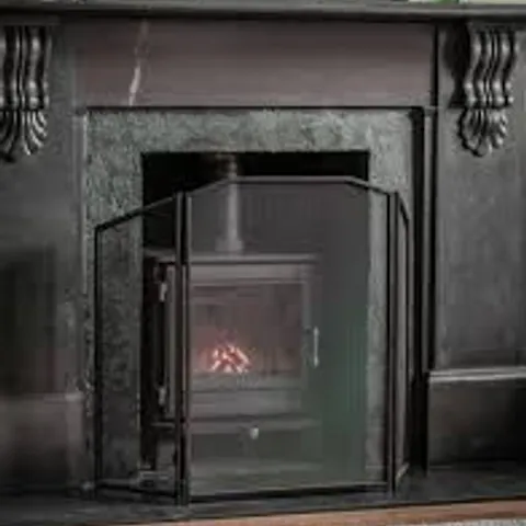 BOXED LATTON FOLDING FIRESCREEN BLACK IRON 