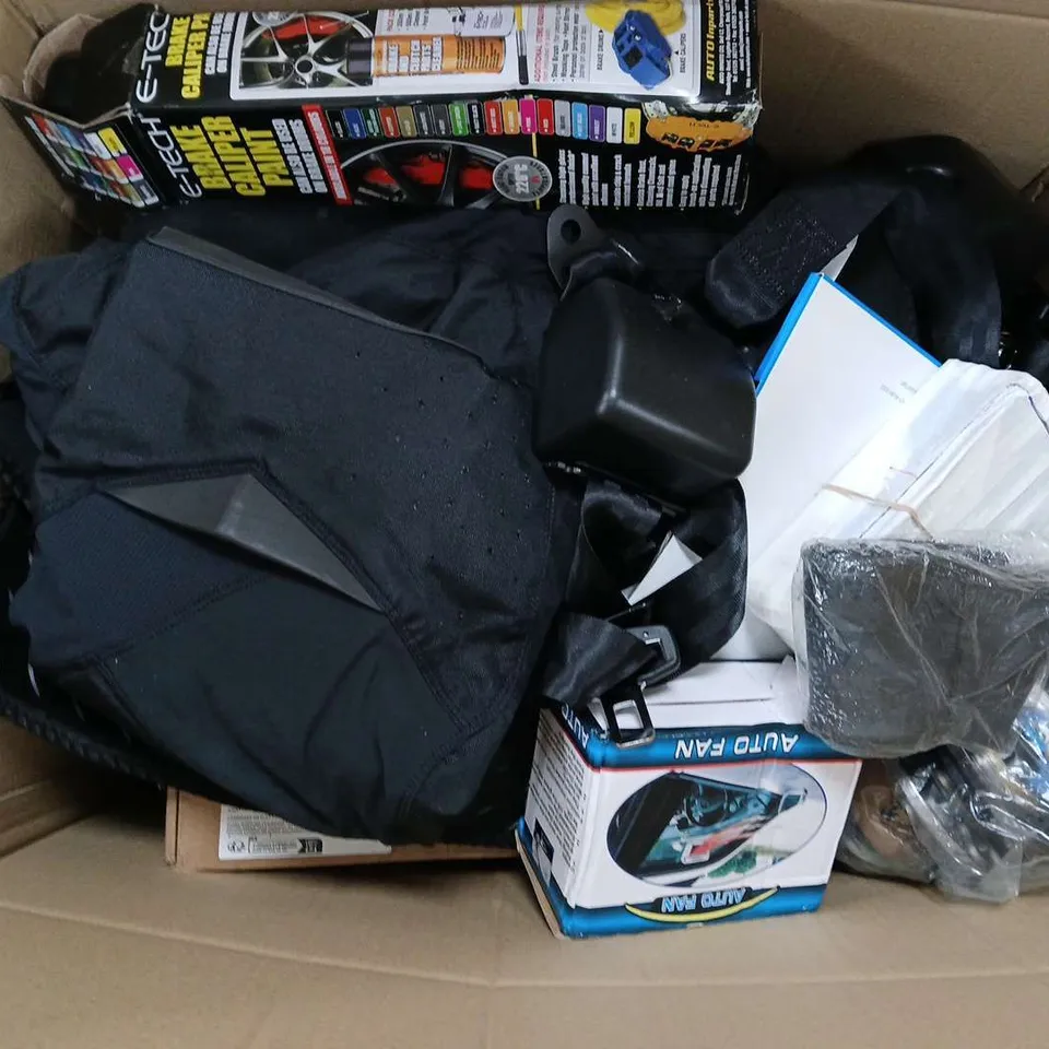 APPROXIMATELY 20 ASSORTED VEHICLE PARTS & ACCESSORIES TO INCLUDE BRAKE CALIPER PAINT, CAR FLOOR MAT, STANDARD BRAKE CABLE SET, ETC - COLLECTION ONLY