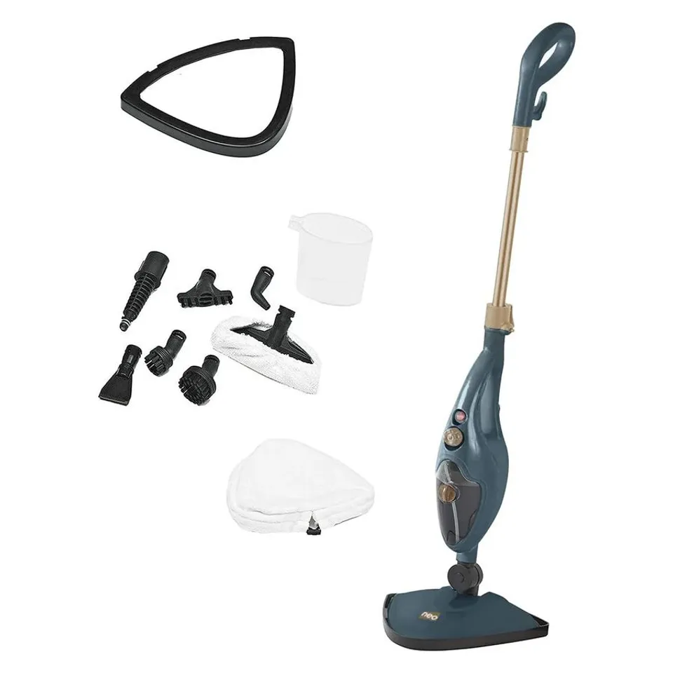 BOXED NEO 10 IN 1 1500W NEO HOT STEAM MOP CLEANER FLOOR CARPET WINDOW WASHER HAND STEAMER - DARK GREY & COPPER (1 BOX)