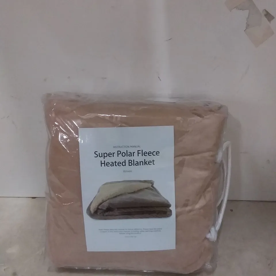 BOXED SUPER POLAR FLEECE 160CM X 120CM HEATED BLANKET  (NATURAL)